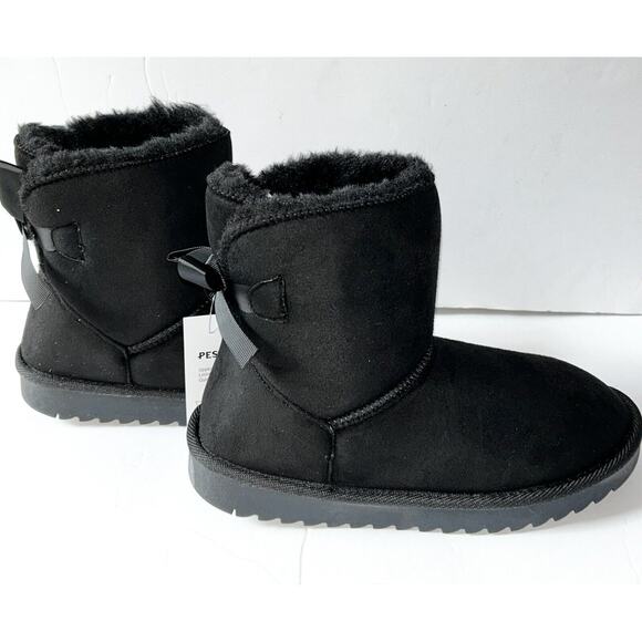 New Pescool Black Faux Fur Lined Ankle Boots EU 37 US 6.5 - Picture 2 of 5